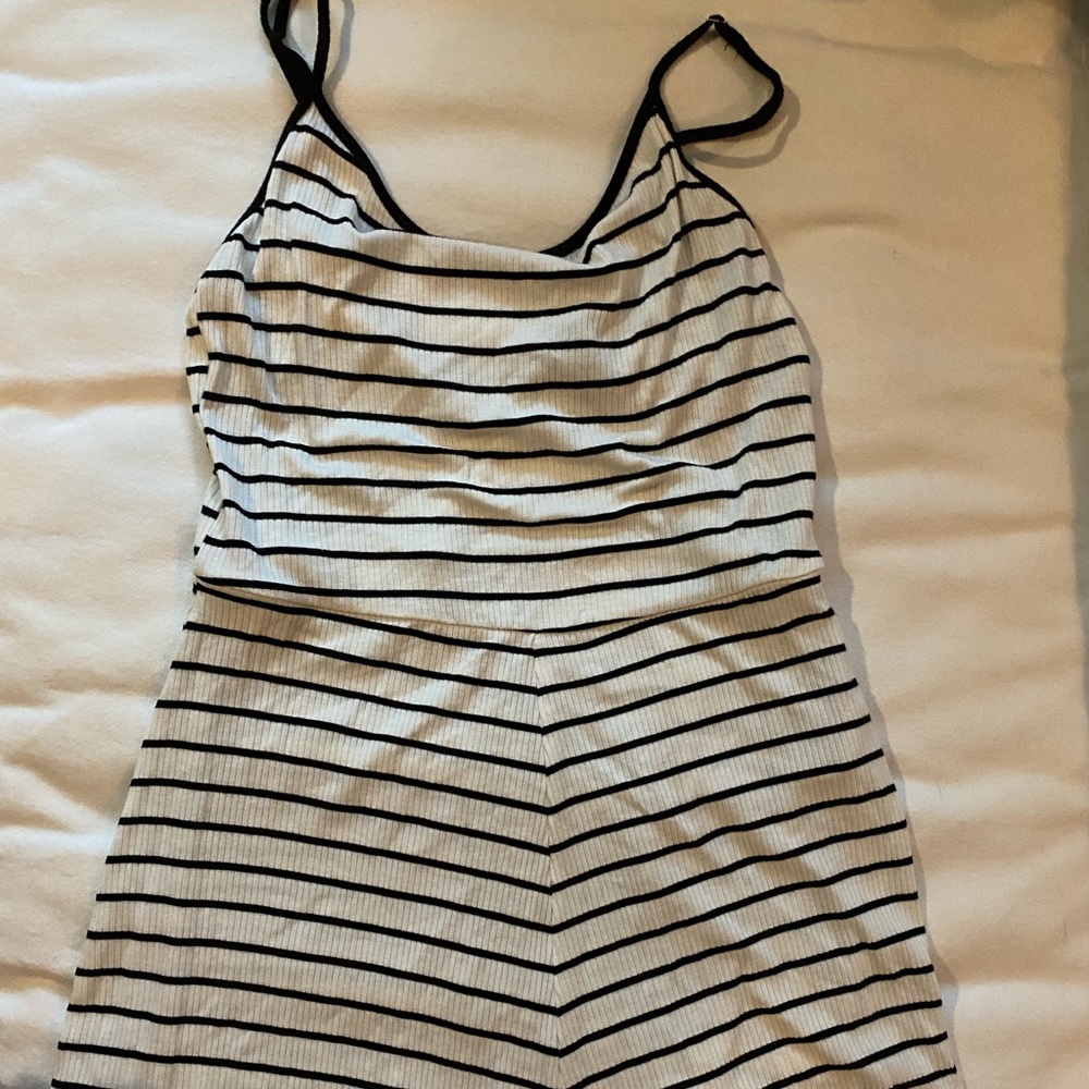 Forever 21 black and white striped romper